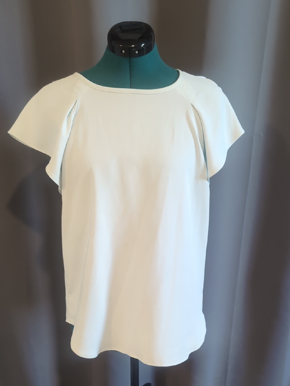 Ann Taylor Light Green Flutter-Sleeve Blouse